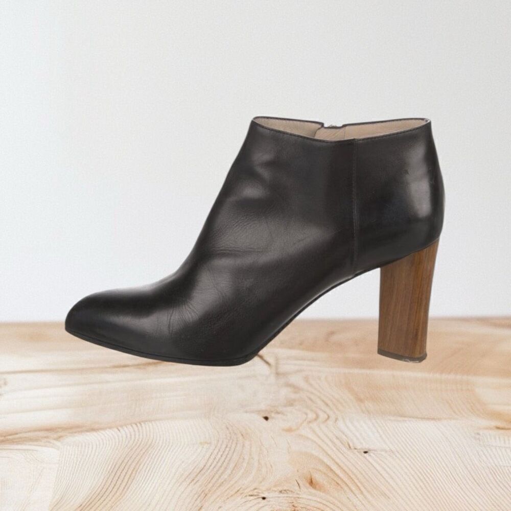 Authentic YSL Black Pointed‎ Toe Booties With Wood Heels - Picture 2 of 5